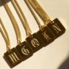 Wholesale Stainless Steel Square Plate Ancient Letter Necklace