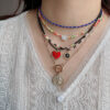 Wholesale Glass Colorful Hand Beaded Crown Pendant Pearl Necklace