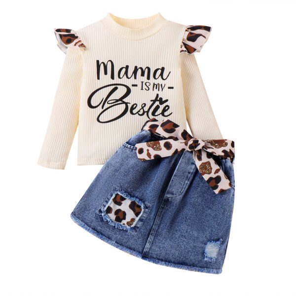 O1CN01PpgnFd1v461k2qVZS_2209644226118-0-cib Wholesale Autumn and Winter Top Patchwork Leopard Print Fly Sleeves Denim Ripped Hole Baby Clothes
