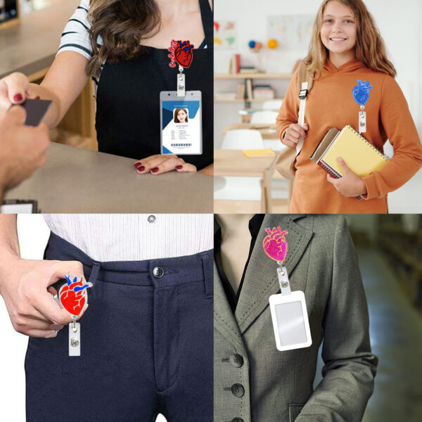 Wholesale Heart Glitter Doctor Nurse Badge Clip Retractable Badge Reel Acrylic Keychain