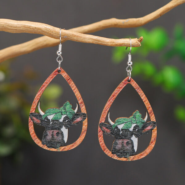 Wholesale Easter Cartoon Love Animal Shape Wooden Earrings