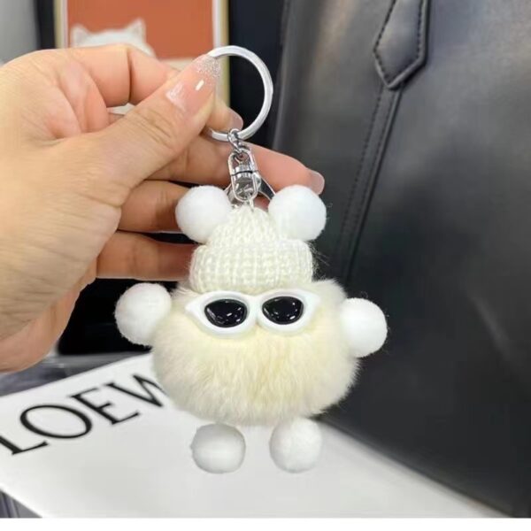 Wholesale Real Rex Rabbit Fur Small Briquette Elf Plush Keychain