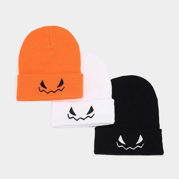 Wholesale Halloween Pumpkin Little Devil Embroidery Knitted Beanie