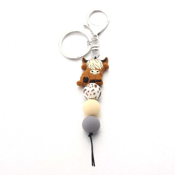 Wholesale Cow Tooth Hat Letter Silicone Bead Keychain