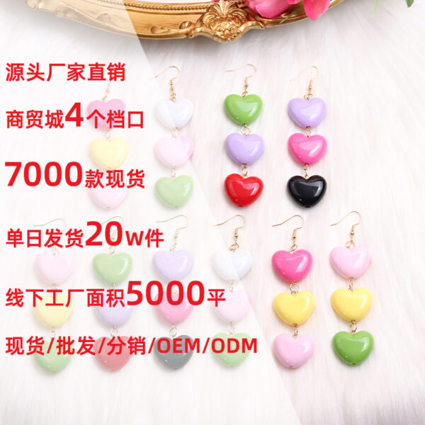 Wholesale Candy Color Heart Acrylic Earrings
