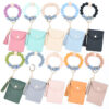 Wholesale Silicone Beads PU Solid Color Card Holder Wrist Keychain