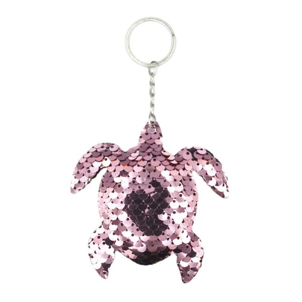 Wholesale Double Sided Reflective Turtle Sequin Keychain