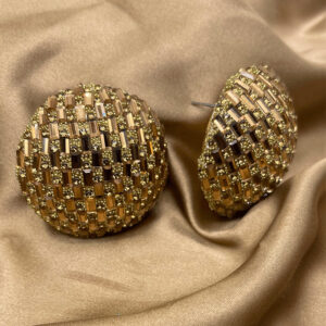 Gold round earrings