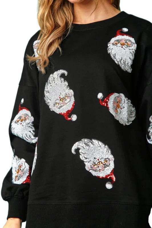 Wholesale Autumn and Winter Round Neck Casual Loose Christmas Sequin Women Clothes