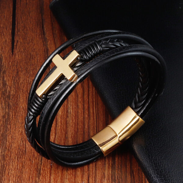 O1CN01Q0jZb71FfSFpPBX1X_3878670514-0-cib Wholesale Stainless Steel Leather Multi-layer Woven Men's Bracelets