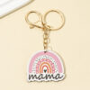 Wholesale Leopard Print Mama Letter Wooden Keychain