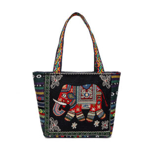 Black background elephant [double-sided pattern]] / Upper length 29cm * bottom length 21cm * width 8cm * height 19cm
