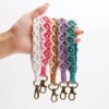 Wholesale Handwoven Flower Daisy Cotton Rope Lanyard Keychain
