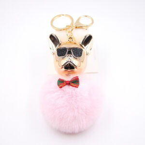 Light pink / Cool Dog fur ball keychain