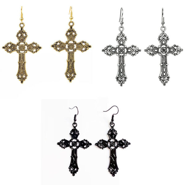Wholesale Vintage Gothic Cross Alloy Earrings