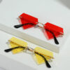 Wholesale Rimless Diamond Shape Hip Hop Sunglasses