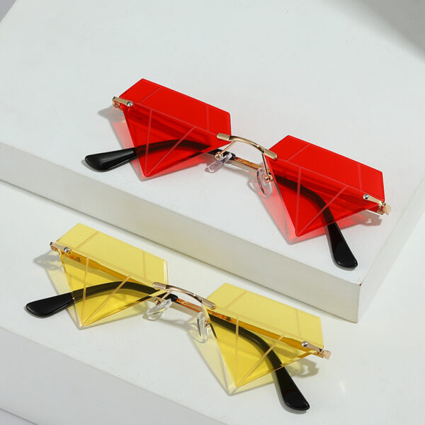 Wholesale Rimless Diamond Shape Hip Hop Sunglasses