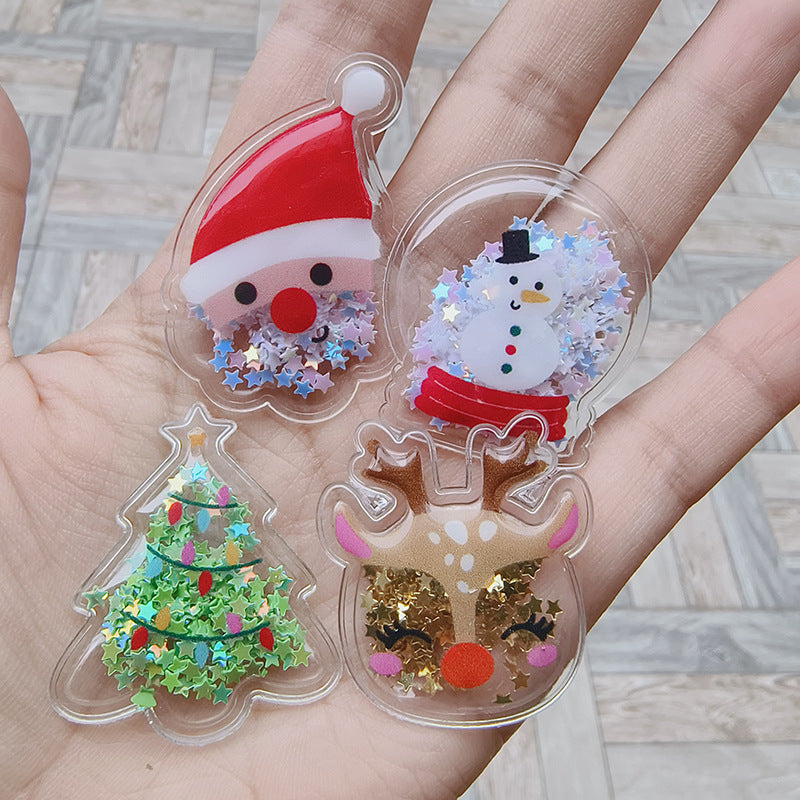 Wholesale Cartoon Quicksand Christmas PVC Quicksand Christmas Chilen's Hair Clip DIY Aessories
