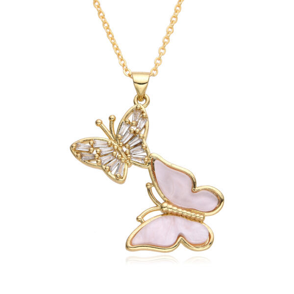 Wholesale Two Butterflies Creative Color Necklace