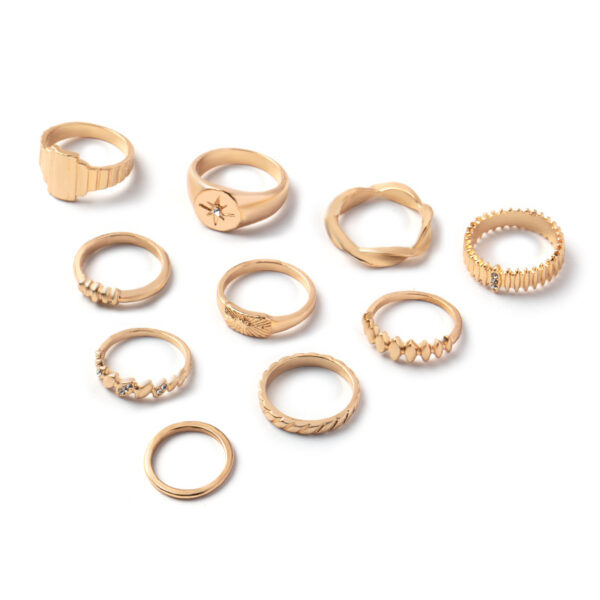 Wholesale New Zinc Alloy Diamond 10 Pieces Ring Set