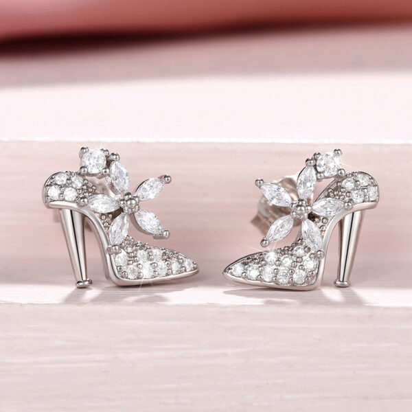 Wholesale High Heel Crystal Shoes Copper Earrings
