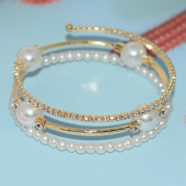 Wholesale Double Layer Pearl Rhinestone Bracelet