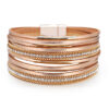Wholesale Multi-layered Genuine Leather Fine Chain Copper Tube Diamond Bracelet