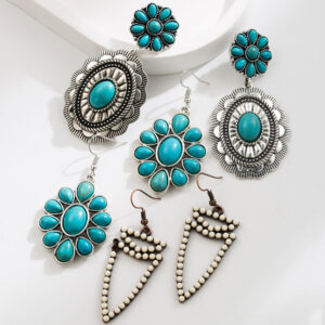 O1CN01Q8eUgD2LDsaCQ27mC__2206398079659-0-cib Wholesale Exaggerated White Turquoise Women's Fashion High Quality Ethnic Style Earrings Pendant