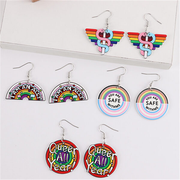 Wholesale Rainbow Gay Acrylic Earrings