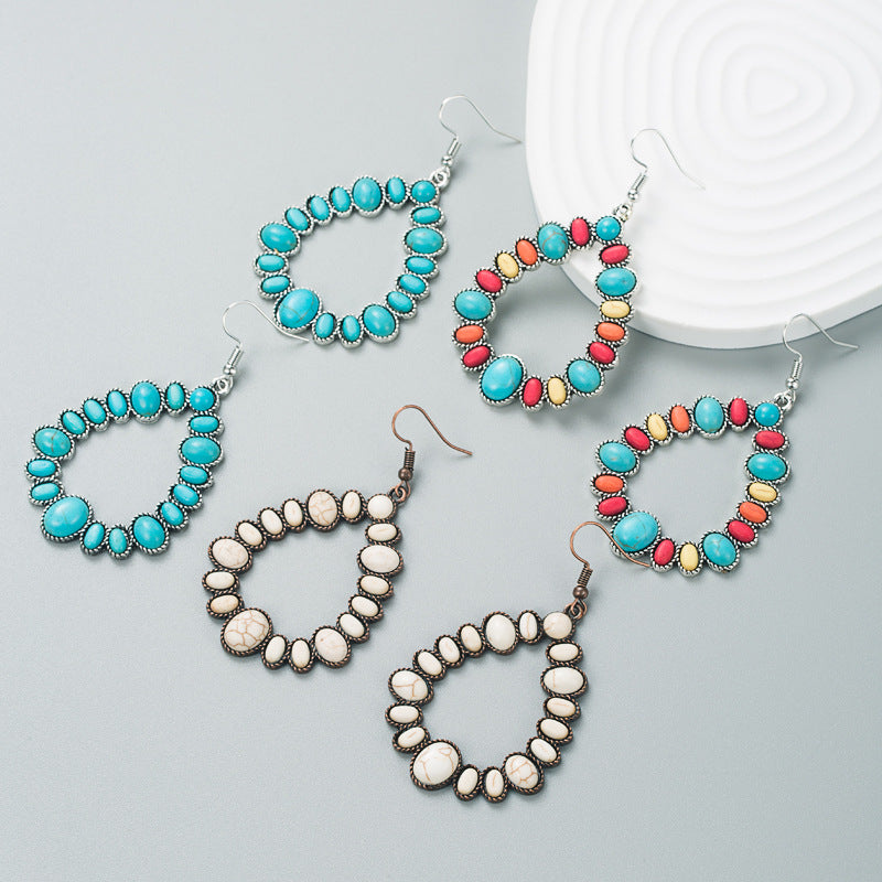 Wholesale Alloy Colored Turquoise Geometric Shape Earrings
