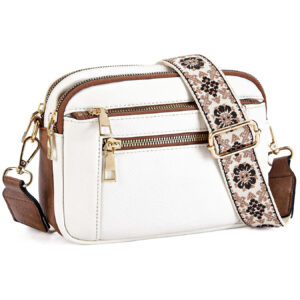 Double zipper white brown (ready in stock)
