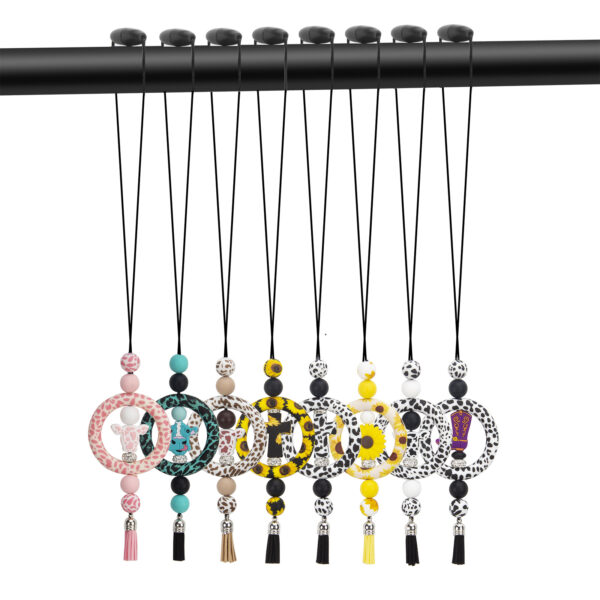 Wholesale Silicone Keychain Christmas Bull Head Cross Flower Bead Pendants