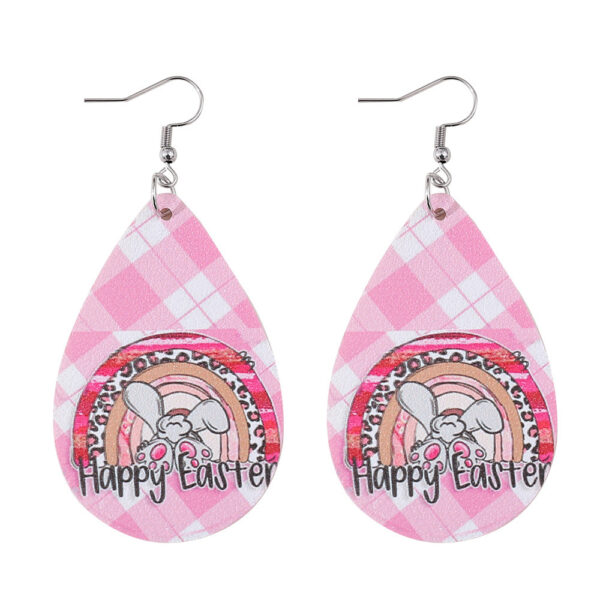 O1CN01QCrXSY1ZzPxdUoWG6_2214986983265-0-cib Wholesale Jewelry Easter Bunny Plaid PU Leather Earrings