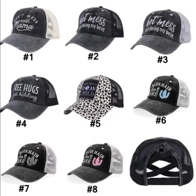 Wholesale nytail Embroidered Cotton Baseball Caps