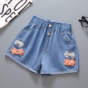 Orange Flower Stretch Shorts / 130cm