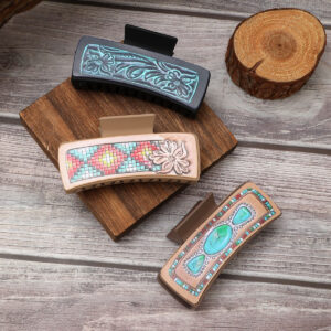 O1CN01QDa75K1ftMVwxKXvS__3172764064-0-cib Wholesale Western Style Diamond Pattern Leather Hair Clip Shark Clip