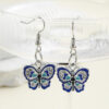 Wholesale Diamond Oil Dripping Blue Vintage Butterfly Zinc Alloy Earrings