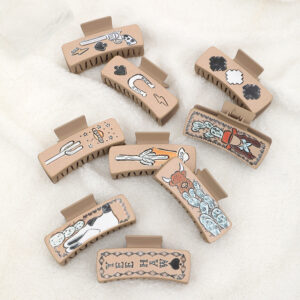 Wholesale Western Denim Wind Cactus Leather Women's Hairpin Grab Clip Shark Clip Amazon AliExpress Cross Border