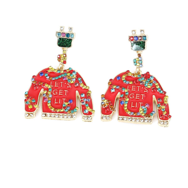 Wholesale Christmas Clothing Design with Oil Dripping Alloy Diamond Earrings
