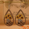 Wholesale Western Cowboy Boots Hat Teardrop Shape Wooden Earrings