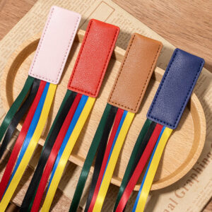 Wholesale Color Ribbon Tags Multi color Tassel Ribbon Leather Bookmarks