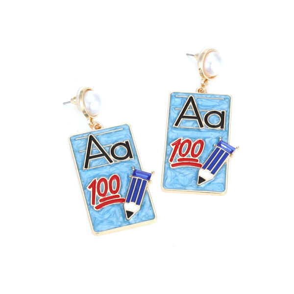 Wholesale Teacher's Day Book Pencil Alloy Earrings