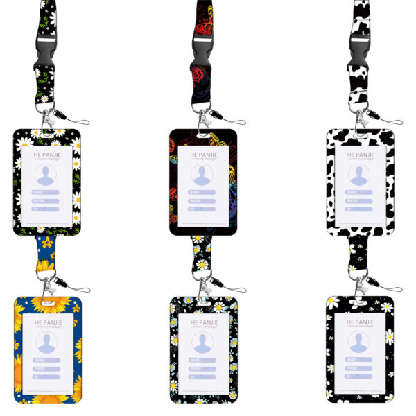 Wholesale Badge Reels Floral Cactus Leopard Starry Sky Butterfly Colorful Card Holder ABS Retractable Keychains