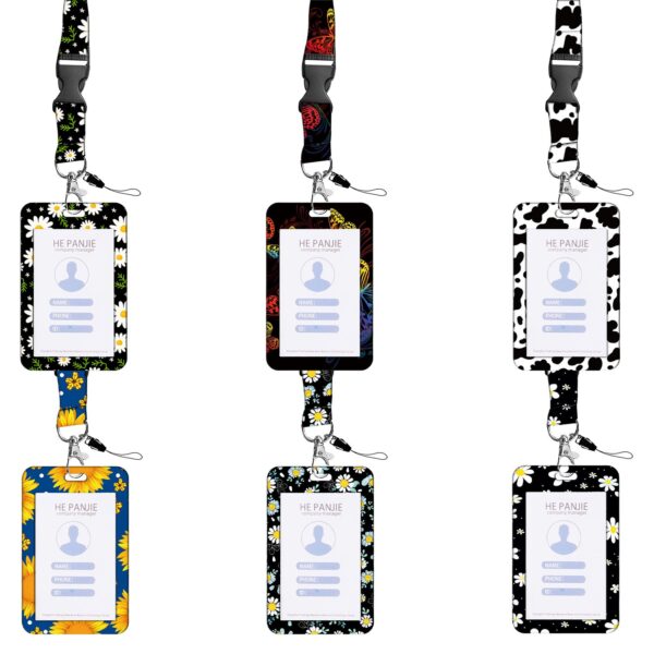 Wholesale Badge Reels Floral Cactus Leopard Starry Sky Butterfly Colorful Card Holder ABS Retractable Keychains