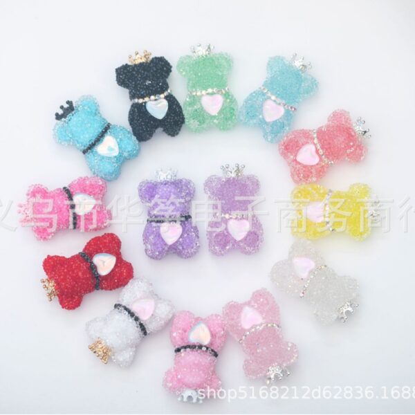 Wholesale Acrylic Full Diamond Sugar Crown Bear Pen Cap Beads