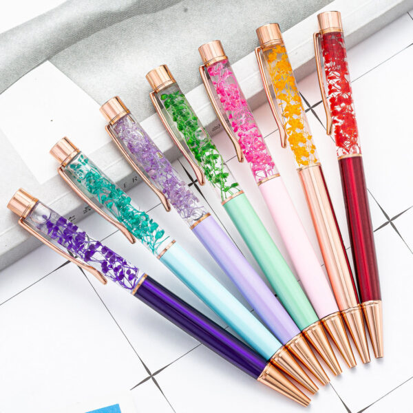 Wholesale Oil Dried Flowers Metal Ballpoint Pen