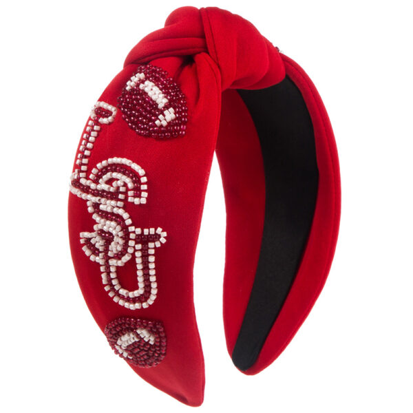 Wholesale Wide Edge Hand-stitched Rice Beads Rugby Letters Headband
