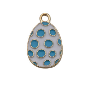 1 blue and white polka dot egg 14x22mm-1.3g-15143 / Drip Easter Series