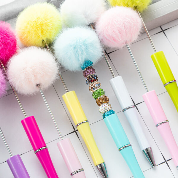 Wholesale Fluffy Pens Pompom Beadable Pens for DIY