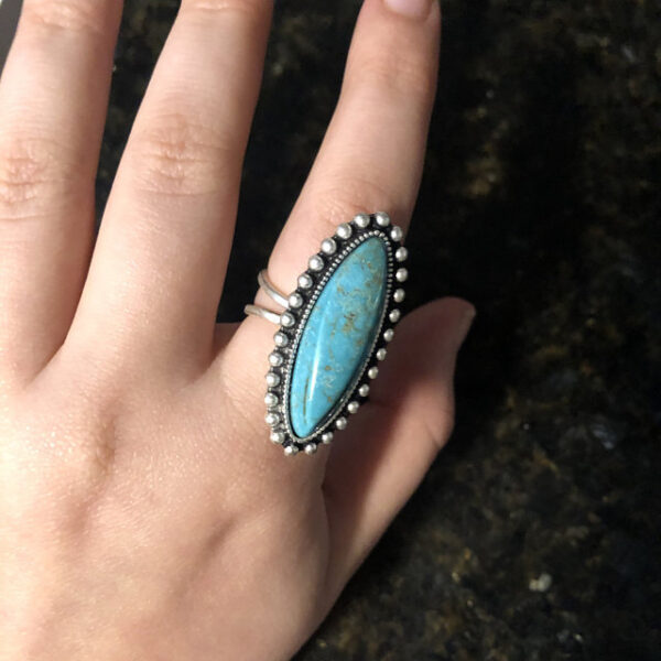 Wholesale Vintage Oval Turquoise Ethnic Style Ring